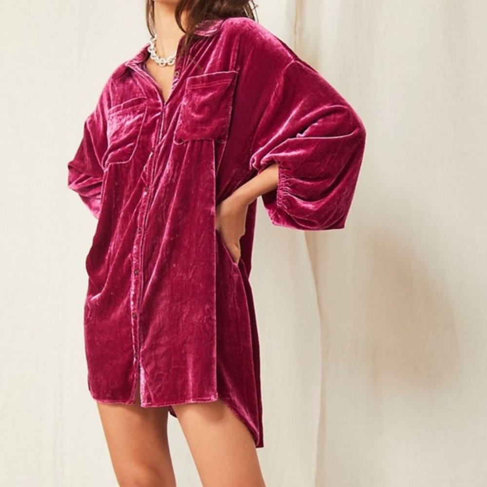 Free People Lux Velvet Shirt Dress XL.